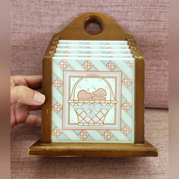 Vintage 1989 House of Lloyd Country Cottage Set of 4 Tile Coaster / Trivet Set - Picture 6 of 10